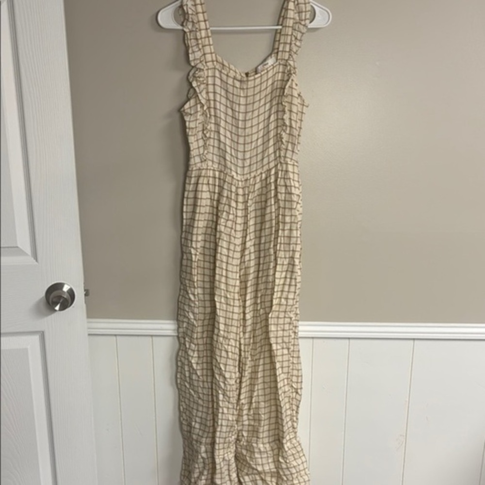Sancia XS Cream Sleeveless Jumpsuit Dress with Pockets